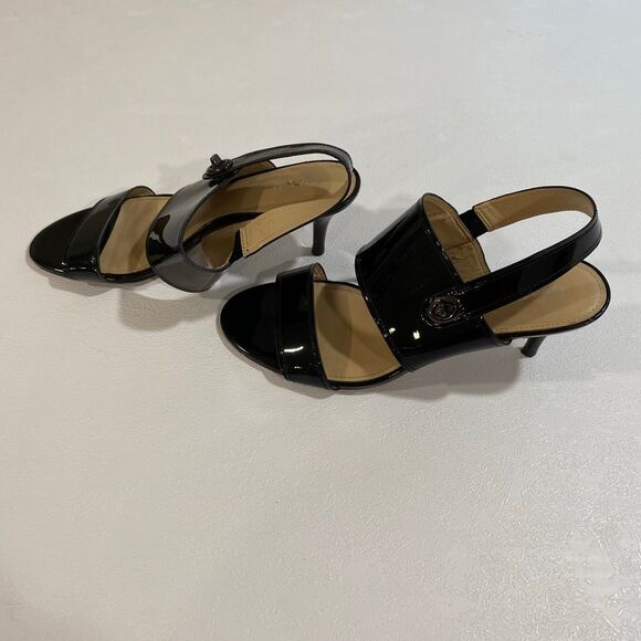 Coach Black Patent Leather Slingback Heels Women’s Size 10B - Picture 7 of 9